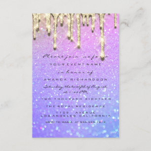 Invitation Pluie de hologramme rose pour fête de jeune fille,