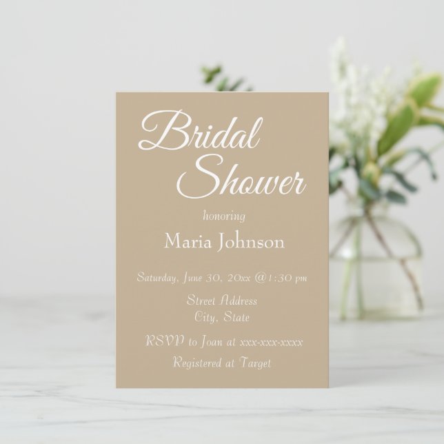 Invitation Pluie de Mariage de Style Simple de Couleur Kaki (Debout devant)