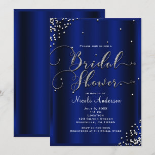 Invitation Pluie de Mariée Moderne Argent Brillant Confetti G