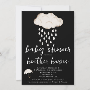 Invitation Pluie, Nuage de pluie, Baby shower parapluie