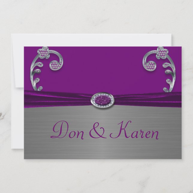 Invitation Plum & Argent Métallurgie Taille A7 (Devant)