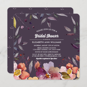 Invitation Plum Autumn Fête des mariées florale