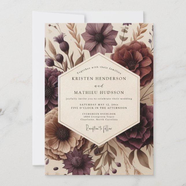 Invitation Plum Bloom Autumn Romance Wedding (Devant)