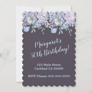 Invitation Plum Blue lavande conception florale 50e anniversa