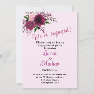 Invitation Plum Burgundy Blush rose Floral Partie I