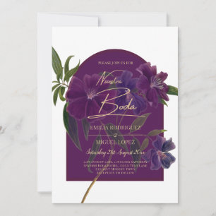 Invitation Plum d'aubergine Purple Floral Forêt Mariage vert