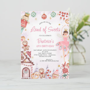 Invitation Plum de sucre Fée Terre de sucreries Anniversaire