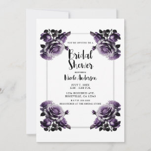 Invitation Plum délicat violet Roses Shabby Douche