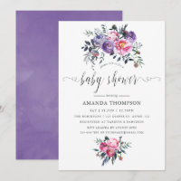 Plum et Aquarelle rose Baby shower Floral