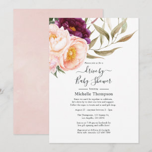 Invitation Plum et Blush Floral Drive By Shower