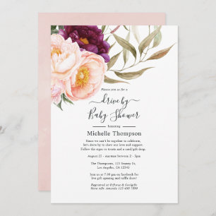 Invitation Plum et Blush Floral Drive par douche