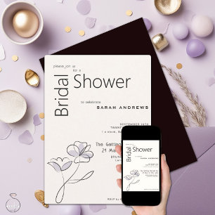 Invitation Plum et buff Floral moderne minimaliste