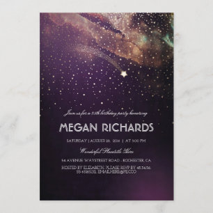 Invitation Plum et Gold Shoot Star Starry Anniversaire