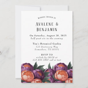 Invitation Plum et Orange Peony Wedding shower