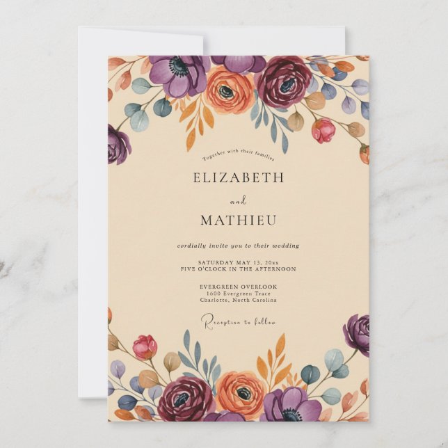 Invitation Plum Exuberant Bohemian Wedding (Devant)