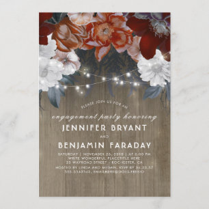 Invitation Plum Floral Lights Russe Engagement Party