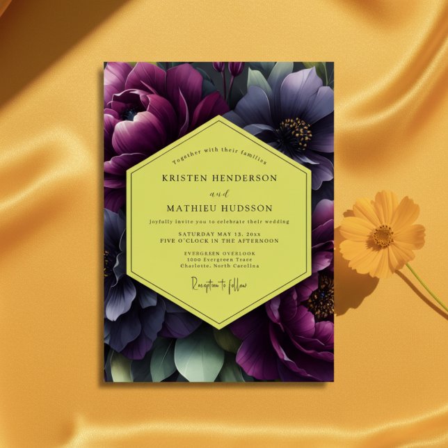 Invitation Plum Floral Opulence Wedding (Créateur téléchargé)