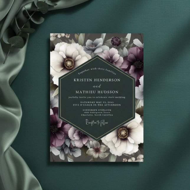 Invitation Plum Floral Opulent Romance Wedding (Créateur téléchargé)
