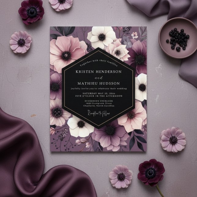 Invitation Plum Floral Opulent Wedding (Créateur téléchargé)