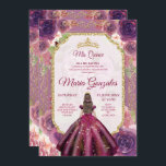 Invitation Plum Floral Rose fille Charra Mis province<br><div class="desc">Plum Floral Rose Girl Charra Mis Quince InvitationMis Quince Anos,  15e anniversaire, </div>