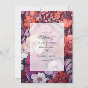 Invitation Plum, gris, cuivre et Dusty Rose Mariage floral I