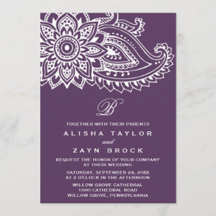 Invitation Plum Indian Paisley Mariage
