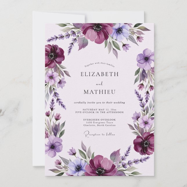 Invitation Plum Magnificent Spring Wedding (Devant)
