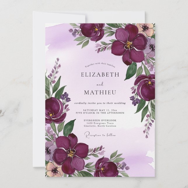 Invitation Plum Majestic Spring Wedding (Devant)