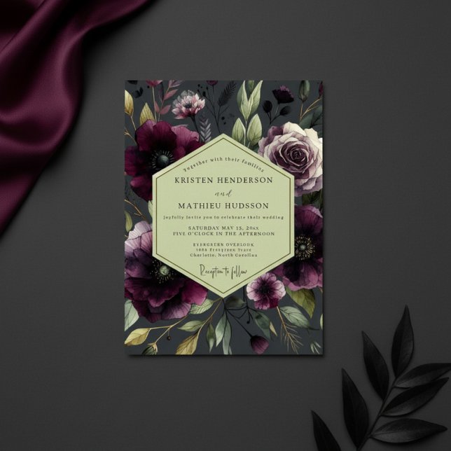 Invitation Plum Moody Bloom Wedding (Créateur téléchargé)
