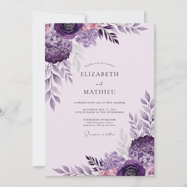 Invitation Plum Noble Spring Wedding (Devant)