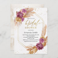 Plum Pampas Grass Boho Fête de l'mariée géométriqu