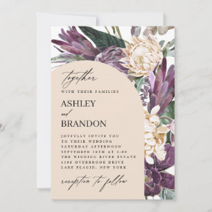 Invitation Plum pourpre Boho Mariage floral tropical