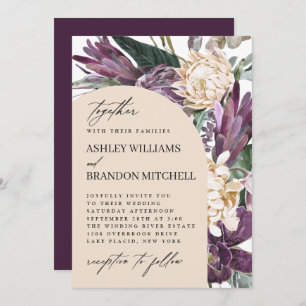 Invitation Plum pourpre Boho Mariage floral tropical