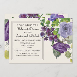 Invitation Plum Purple Aquarelle Florale Ivoire Répétition