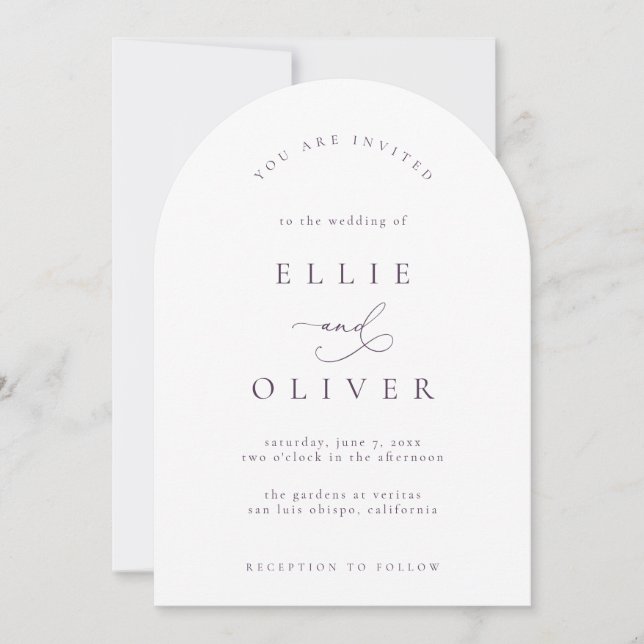 Invitation Plum Purple Boho Arch Mariage moderne I (Devant)