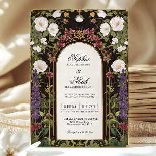 Invitation Plum Purple Bourgogne Floral Mariage gothique
