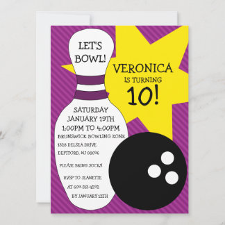 Invitation Plum Purple Bowling Bash Bowling