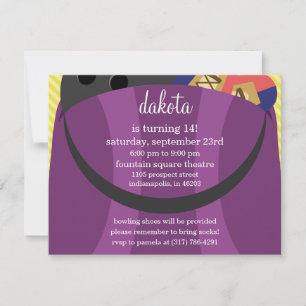 Invitation Plum Purple Dans Le Bag Bowling Anniversaire