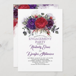 Invitation Plum Purple et Bourgogne Floral