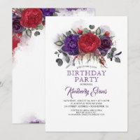 Plum Purple et Bourgogne Floral Automne Anniversai