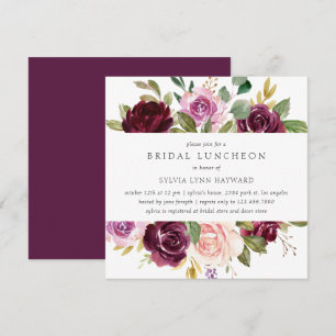 Invitation Plum Purple Fleurs Chute Florale Nuptiale Déjeuner