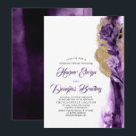 Invitation Plum Purple & Gold Parties scintillant Dîner de ré<br><div class="desc">Parties scintillant violet foncé et or  d'aquarelle fleurie répétition dîner invitations</div>