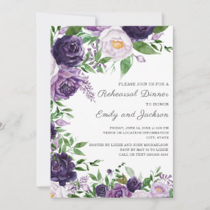 Invitation Plum Purple Lavande Aquarelle Florale Répétition