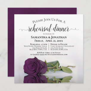 Invitation Plum Purple Rose Soir de répétition de mariage élé