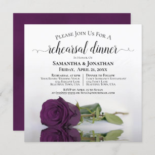 Invitation Plum Purple Rose Soir de répétition de mariage élé