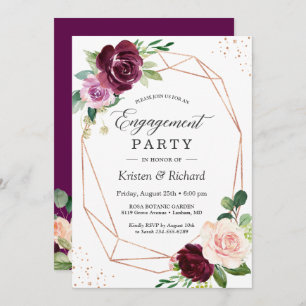 Invitation Plum romantique Violet Blush Floral Engagement