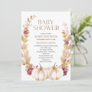 Invitation Plum rustique Brown Automne Citrouille Thème Baby 