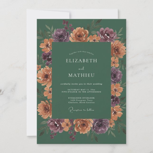 Invitation Plum Terracotta Ranunculus Poussiéreux Eucalyptus  (Devant)