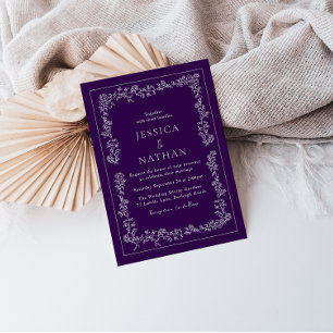 Invitation Plum vintage et Mariage floral blanc