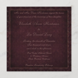 Invitation Plum Vintage Mariage damassé